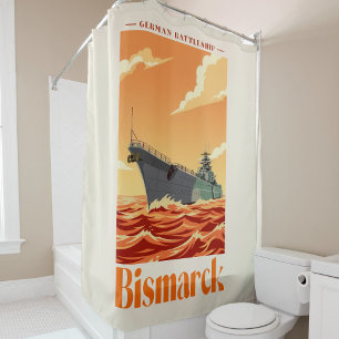 Rideaux De Douche Cuirassé allemand Bismarck - Affiche Navale Vintag
