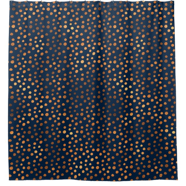 Rideaux De Douche Cuivre de la marine Spots Pois métalliques (Devant)