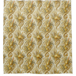 Rideaux De Douche Culte d'or - Baroque Floral gothique