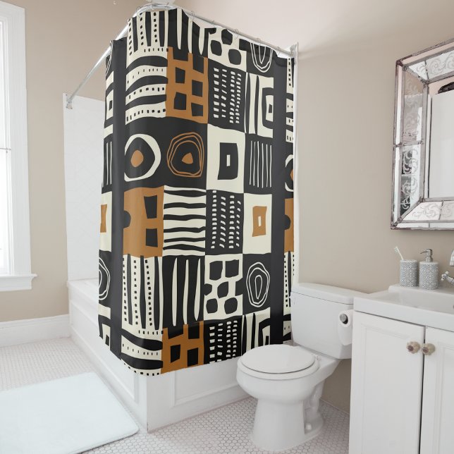 Rideaux De Douche Culturel Ethnic Boud Tissu Africain (Cultural Ethnic Mud Cloth African Print Shower Curtain)