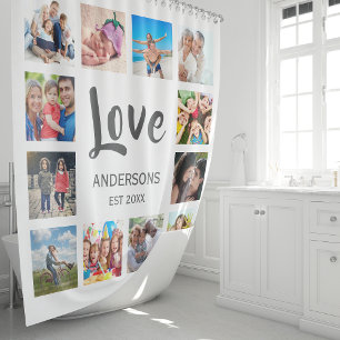 Rideaux De Douche Custom Family Photo Collage Personalized White