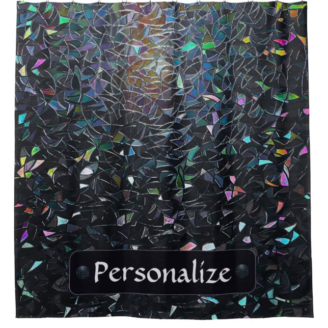Rideaux De Douche Custom Iridescent Abstract Stained Glass Pattern (Devant)