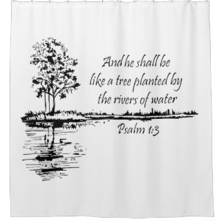 Rideaux De Douche Custom Name Encouraging Scripture Psalm 1:3