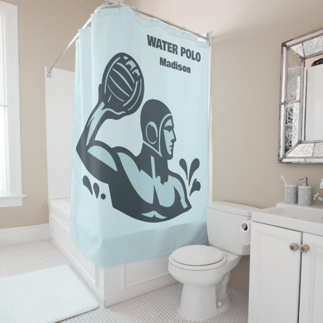 Rideaux De Douche Custom Name Water Polo (En situation)