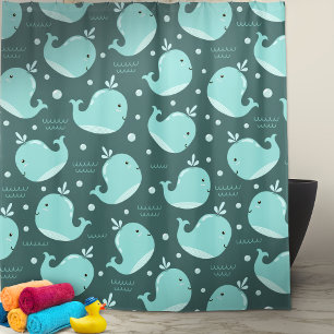 Rideaux De Douche Cute baleine Motif sur Turquoise Blue Kids Salle d
