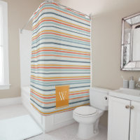 Cute Dusky Orange Bleu Motif rayé ocre