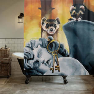 Rideaux De Douche Cute Ferret Keys Cherub
