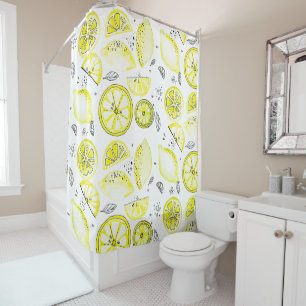Rideaux De Douche Cute Fraîche Citrus Citron D'Été Doodle Jaune