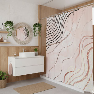 Rideaux De Douche Cute Girl Rose Bohême Rose Gold Design