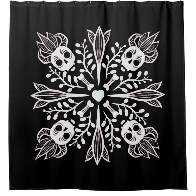 Rideaux De Douche Cute goth kawaii drôle crâne Harajuku Noir (Devant)