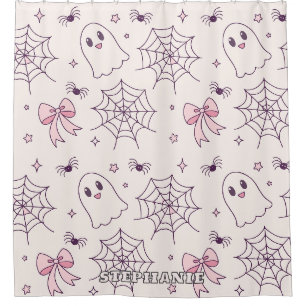 Rideaux De Douche Cute Halloween Ghost & Spiderweb Motif