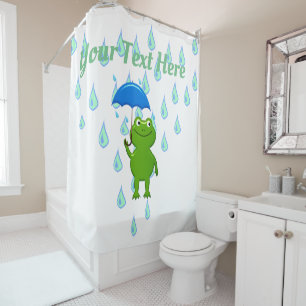 Rideaux De Douche Cute Kawaii Grenouille et pluie