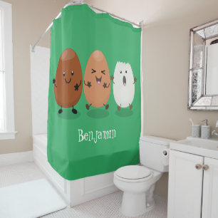 Rideaux De Douche Cute kawaii oeufs humoristique dessin animé
