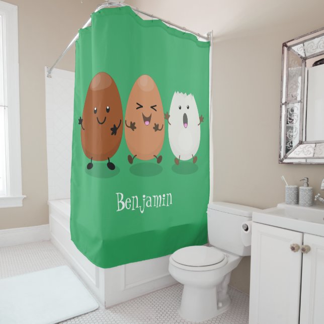 Rideaux De Douche Cute kawaii oeufs humoristique dessin animé (En situation)