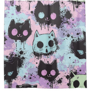 Rideaux De Douche Cute Kawaii Pastel Goth Chat Déplaisant