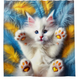 Rideaux De Douche Cute Kitten blanc