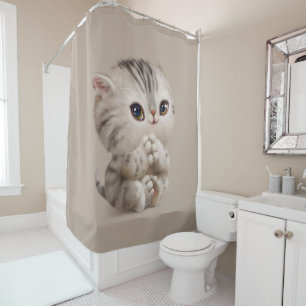 Rideaux De Douche Cute Kitten Chat Kitty Chat Aquarelle Tan Douche C