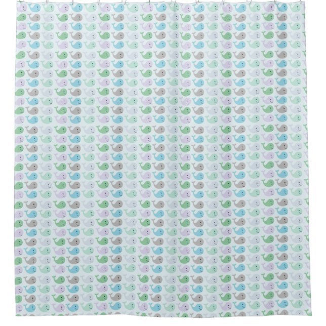 Rideaux De Douche Cute Pastel Whale Motif (Devant)