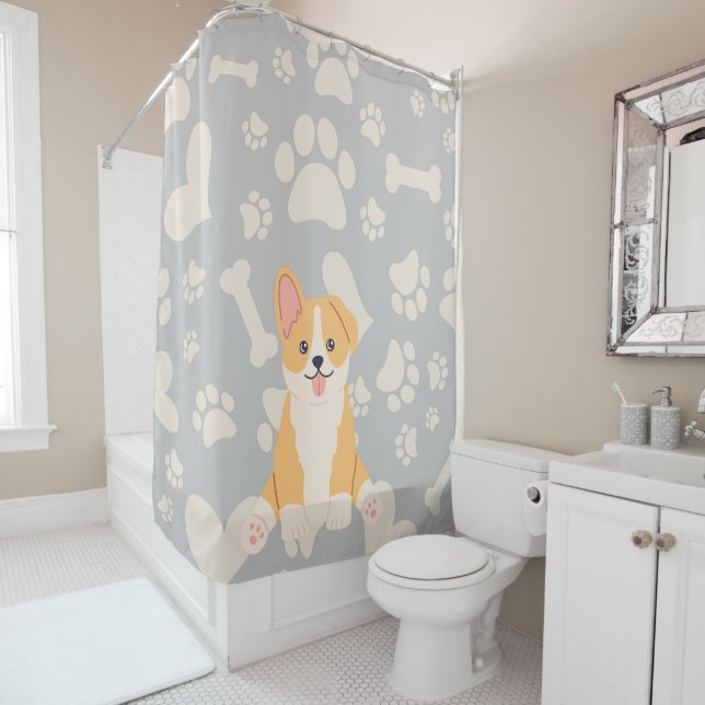 Rideaux De Douche Cute Pembroke Welsh Corgi (En situation)