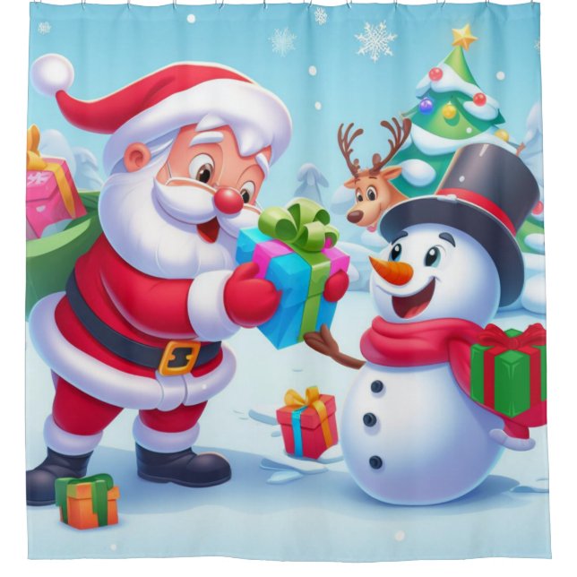 Rideaux De Douche Cute Père Noël et Snowman (Devant)