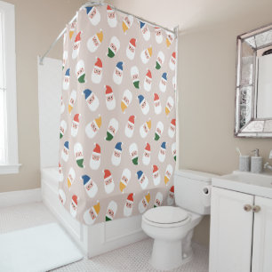 Rideaux De Douche Cute Père Noël fait face au Motif de Noël
