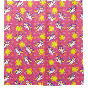 Rideaux De Douche Cute rose chaud Sunny Unicorn Design Motif