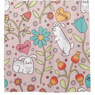 Rideaux De Douche Cute seamless pattern with bunnies