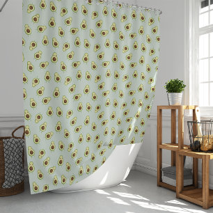 Rideaux De Douche Cute Smiling Kawaii Avocado Motif