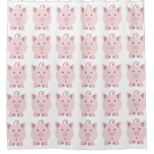 Rideaux De Douche Cute surpris motif de porc rose