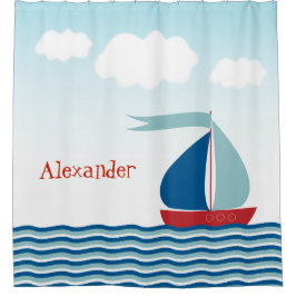 Rideaux De Douche Cute voilier sur l'eau, Personnalisé Nautique
