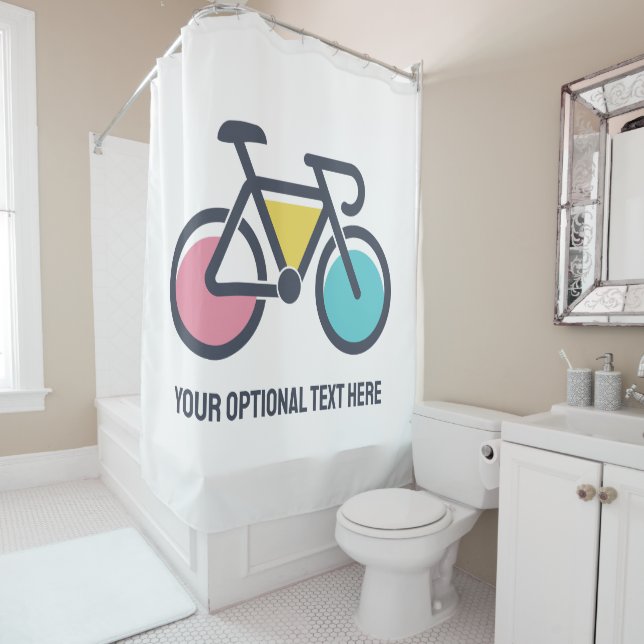 Rideaux De Douche Cyclisme de texte personnalisé (En situation)