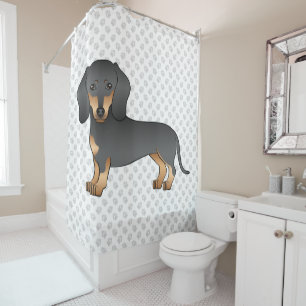 Rideaux De Douche Dachshund à poil lisse noir et feu Chien & Pattes
