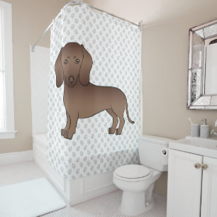 Rideaux De Douche Dachshund dessin animé aux poils courts au chocola