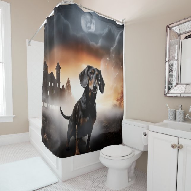 Rideaux De Douche Dachshund Halloween effroi (En situation)