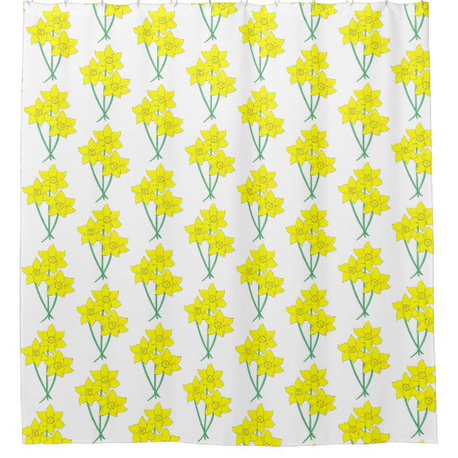 Rideaux De Douche Daffodiles Jaunes Fleurs de printemps Bunch Floral (Devant)