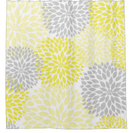 Rideaux De Douche Dahlia gris jaune s'épanouit