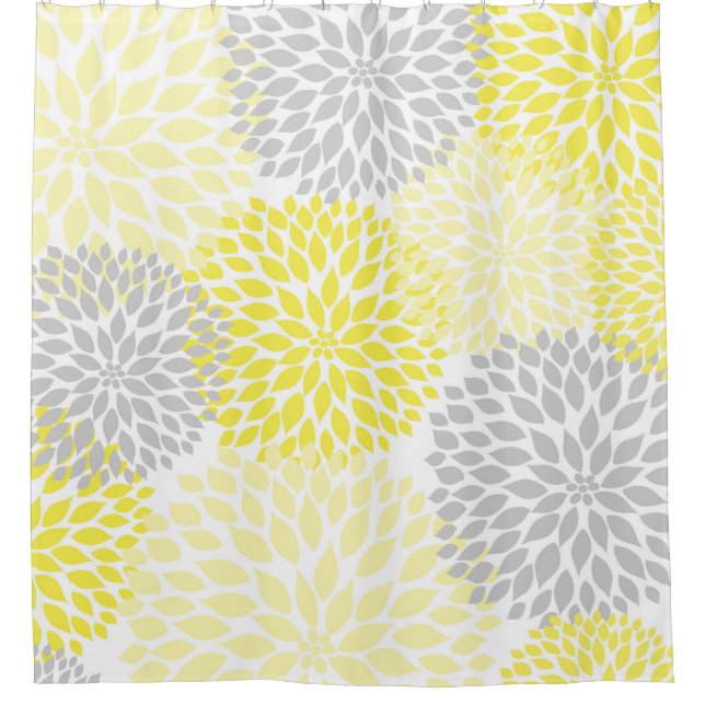 Rideaux De Douche Dahlia gris jaune s'épanouit (Devant)
