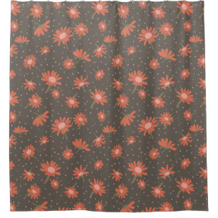 Rideaux De Douche Daisées Coral rose brunMotif floral