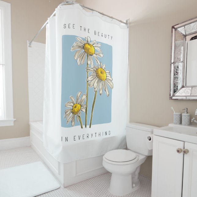 Rideaux De Douche Daisy Flowers Beauté Slogan (En situation)