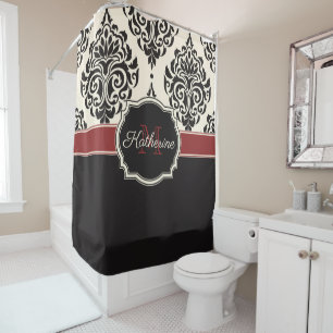 Rideaux De Douche Damas noir