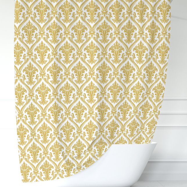 Rideaux De Douche Damassé or et blanc (Créateur téléchargé)
