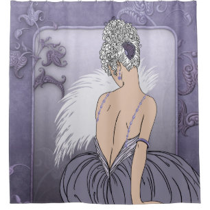 Rideaux De Douche Dame Art déco - BIANCA : Mauve et plus