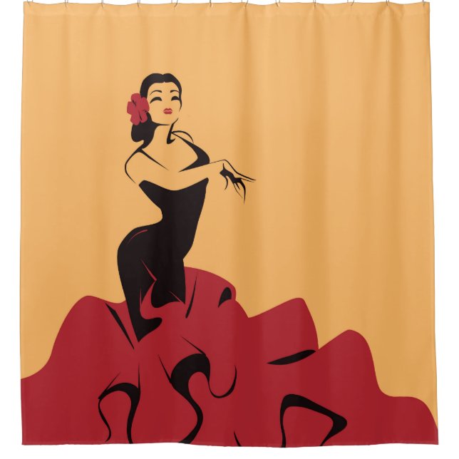 Rideaux De Douche danseuse de flamenco dans une pose spectaculaire (Devant)