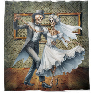 Rideaux de douche de danse de mariage de squelette