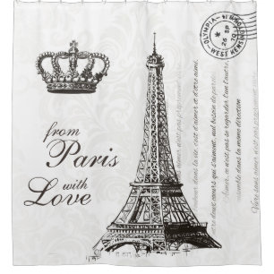Rideaux De Douche De Paris avec le décor noir et blanc de voyage