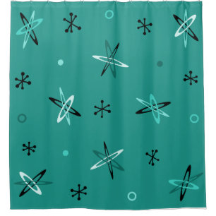 Rideaux De Douche Débuts de l'ère atomique Turquoises