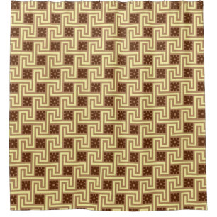 Rideaux De Douche Déco Clé grecque, Tan, Brown et Jaune