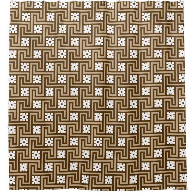 Rideaux De Douche Déco clé grecque, Taupe tan et Brown (Devant)