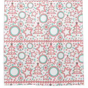 Rideaux De Douche Décor ornemental Merry Christmas blanc sans charm