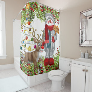 Rideaux De Douche décoration de fête de salle de bains de bonhomme